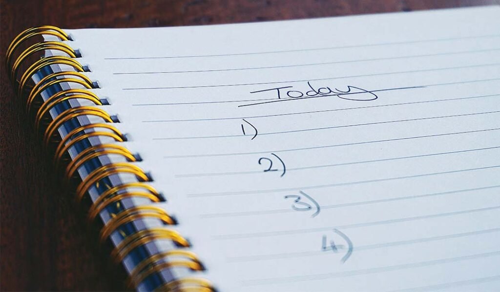 write your plan for the day to get out of a ru